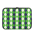 White Green And Navy Argyle Print Laptop Sleeve