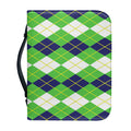 White Green And Navy Argyle Print Leather Bible Cover