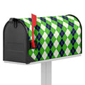 White Green And Navy Argyle Print Mailbox Cover