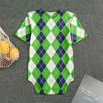 White Green And Navy Argyle Print Men's Bodysuit