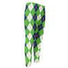 White Green And Navy Argyle Print Men's Compression Pants