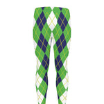 White Green And Navy Argyle Print Men's leggings