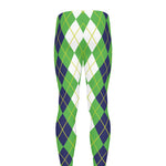 White Green And Navy Argyle Print Men's leggings