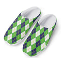 White Green And Navy Argyle Print Mesh Casual Shoes
