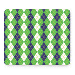 White Green And Navy Argyle Print Mouse Pad