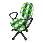 White Green And Navy Argyle Print Office Chair Cover