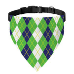 White Green And Navy Argyle Print Over The Collar Dog Bandana