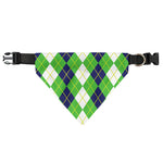 White Green And Navy Argyle Print Over The Collar Dog Bandana