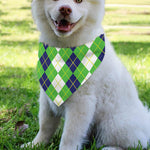 White Green And Navy Argyle Print Over The Collar Dog Bandana