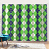 White Green And Navy Argyle Print Pencil Pleat Curtains