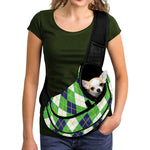 White Green And Navy Argyle Print Pet Sling Carrier