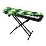 White Green And Navy Argyle Print Piano Keyboard Cover