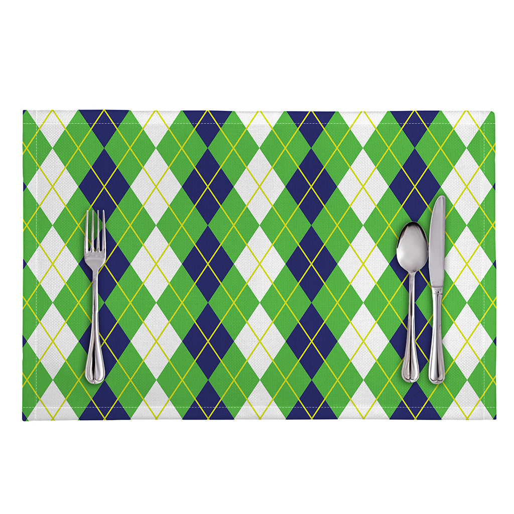 White Green And Navy Argyle Print Placemat
