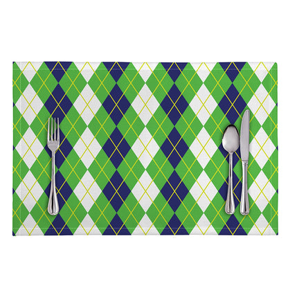 White Green And Navy Argyle Print Placemat
