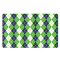 White Green And Navy Argyle Print Polyester Doormat