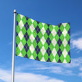 White Green And Navy Argyle Print Polyester Flag