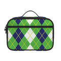 White Green And Navy Argyle Print Portable Lunch Bag