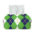 White Green And Navy Argyle Print Rectangle Tissue Box Cover