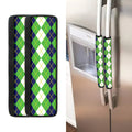 White Green And Navy Argyle Print Refrigerator Handle Covers