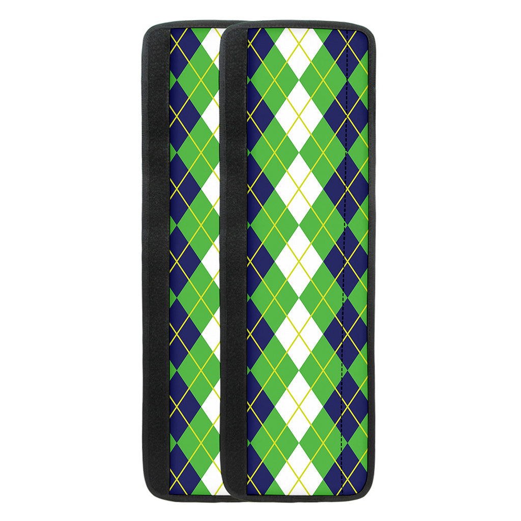 White Green And Navy Argyle Print Refrigerator Handle Covers
