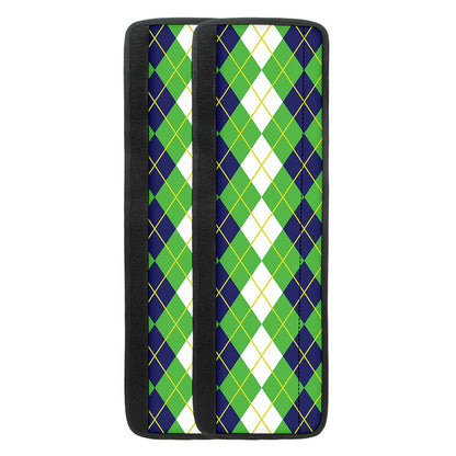 White Green And Navy Argyle Print Refrigerator Handle Covers