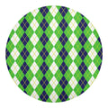 White Green And Navy Argyle Print Round Blanket