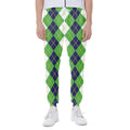 White Green And Navy Argyle Print Joggers