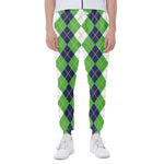 White Green And Navy Argyle Print Scuba Joggers