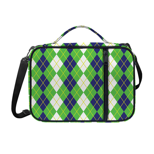 White Green And Navy Argyle Print Shoulder Strap Bible Bag