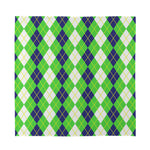 White Green And Navy Argyle Print Silk Bandana