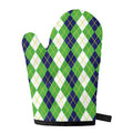 White Green And Navy Argyle Print Single Oven Mitt