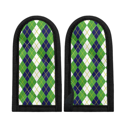 White Green And Navy Argyle Print Skillet Handle Cover