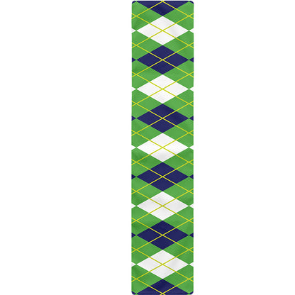 White Green And Navy Argyle Print Table Runner
