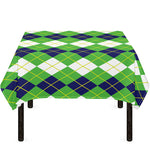 White Green And Navy Argyle Print Tablecloth