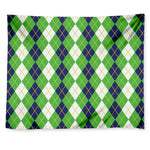 White Green And Navy Argyle Print Tapestry