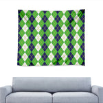 White Green And Navy Argyle Print Tapestry