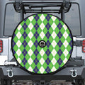 White Green And Navy Argyle Print Tire Cover With Camera Hole
