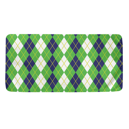 White Green And Navy Argyle Print Towel