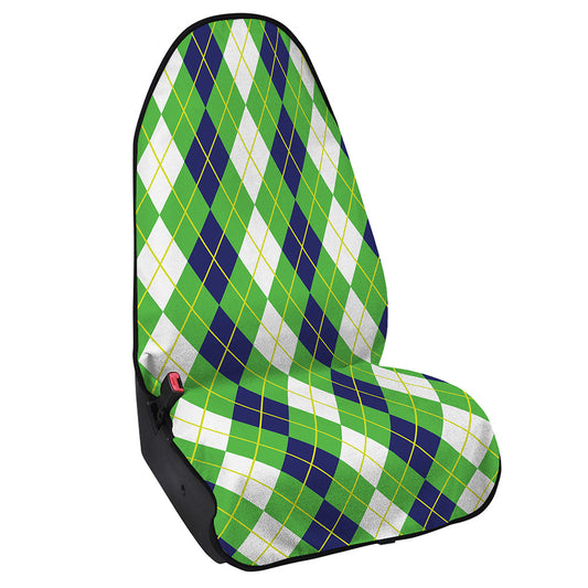 White Green And Navy Argyle Print Waterproof Car Seat Cover