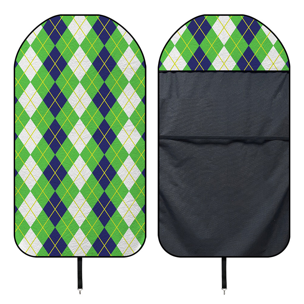 White Green And Navy Argyle Print Waterproof Car Seat Cover