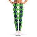 White Green And Navy Argyle Print Women's Leggings