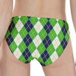 White Green And Navy Argyle Print Women's Panties