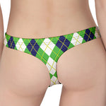 White Green And Navy Argyle Print Women's Thong