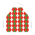 White Green And Red Argyle Pattern Print Adjustable Apron