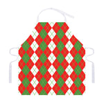 White Green And Red Argyle Pattern Print Adjustable Apron