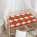 White Green And Red Argyle Pattern Print Baby Crib Sheet