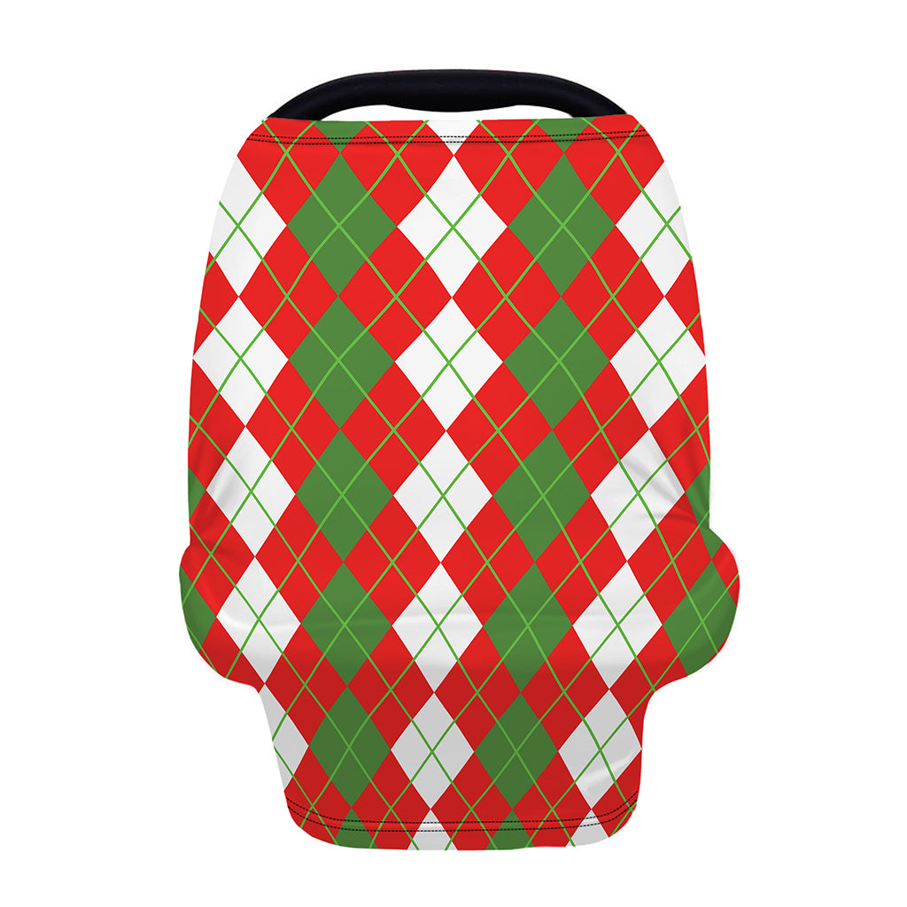 White Green And Red Argyle Pattern Print Baby Seat Cover