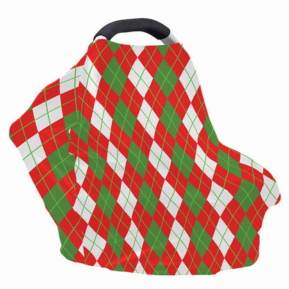 White Green And Red Argyle Pattern Print Baby Seat Cover