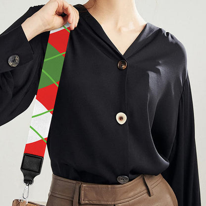 White Green And Red Argyle Pattern Print Bag Strap