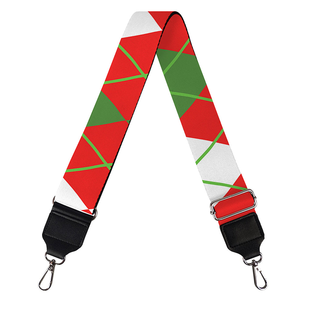 White Green And Red Argyle Pattern Print Bag Strap